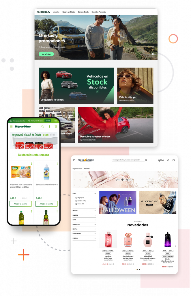 e-Commerce diseñados para nuestros clientes Skoda, Hiperdino y Fundgrube